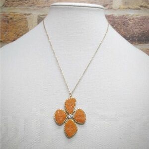 Elegant Gold and Orange Pendant Necklace
